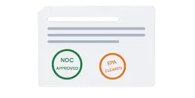 Illustration of a government NOC document with approval stamps